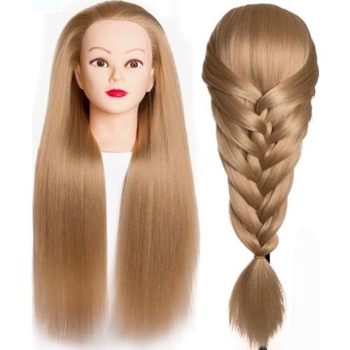 New Beauty salon head model high temperature fiber dark brown hair training head model doll practice coarse braided hair model