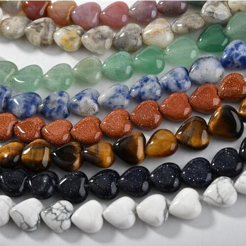 New style 50pcs/lot 10mm color print cartoon hearts shape Straight hole stone beads diy jewelry earring/bracelet accessory