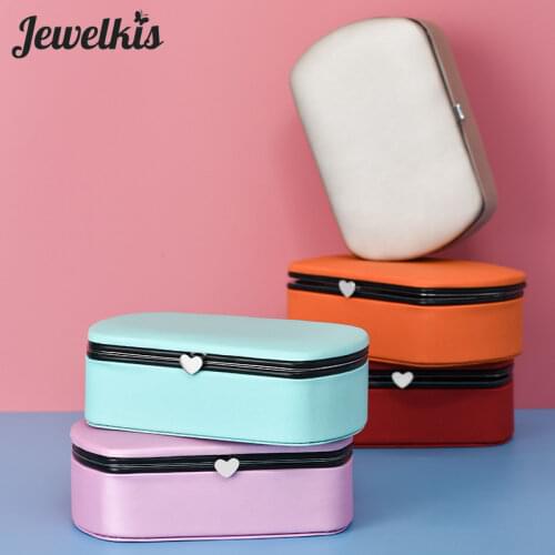 New Pu Leather Jewelry Organizer with Mirror for Women Girls Mother Travel Portable Ring Necklace Bangle Jewel Storage Box 2021