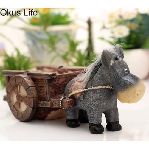 New Design Donkey Pull Cart Ashtray Durable Living Room Accessory Cigarette Ash Holder Brand Square Resin High Quality Ashtray