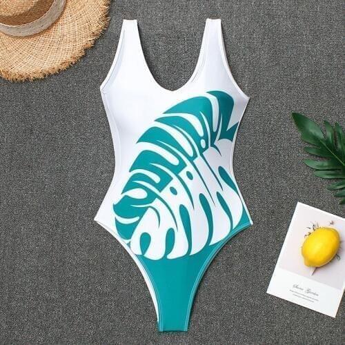 Sexy Print Bodysuit One Piece Swimsuit Hollow Out Swimwear Women Monokini Bandage Brazilian Vintage Bathing Suit Beach Wear