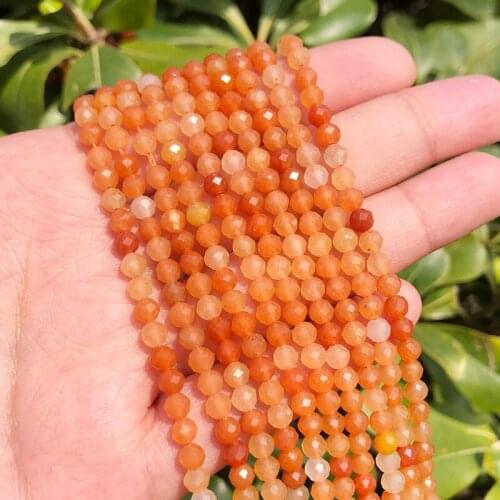 Natural Red Aventurine Jades stone faceted round loose beads 2 3 4 mm For jewelry making Diy Bracelet 15inches