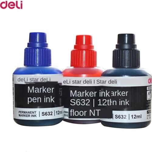Deli Paint Black Blue Red Pen Oil Ink Refill for Colored Marker Pens Refill Instantly Dry Graffiti Permanent Waterproof 12 Ml