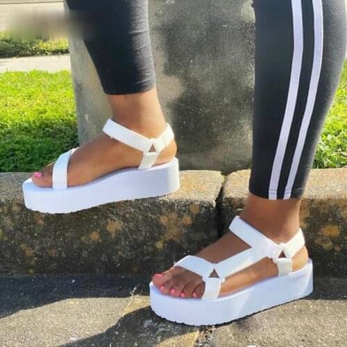 Womens Sandals 2021 Summer Shoes Ladies Foam Platform sandals Hook Loop Beach sandal for Woman Flat with Big size 35-43