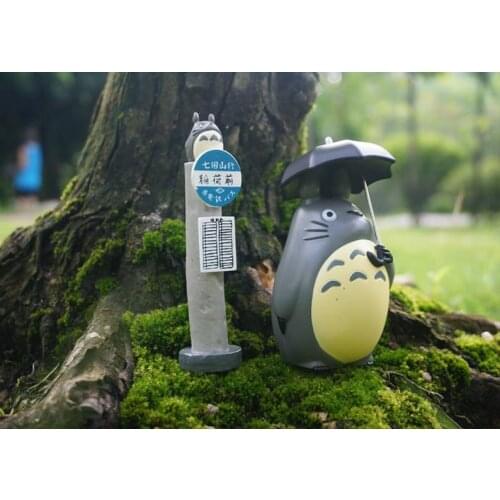 Fairy Garden Miniature Set of 2 Big Totoro and Bus Stop Ghilbi Figurine Plant / Garden Decor DIY Terrarium Accessories