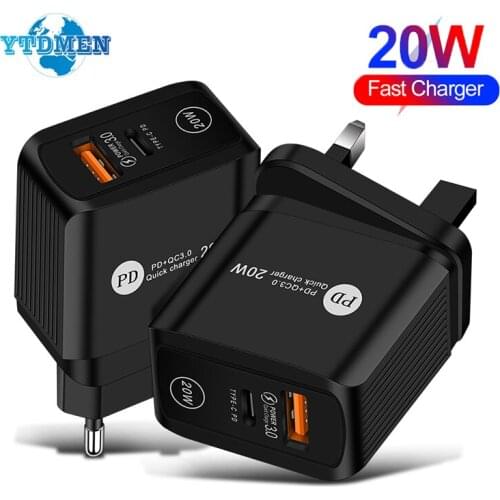 20W PD Charger Quick Charge 4.0 3.0 USB Type C Wall Adapter QC Fast Charging Phone For iPhone 12 Pro Max Mini 11 8 Huawei Xiaomi