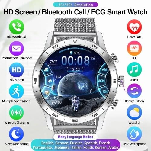 New Smart Watch Bluetooth Call 454*454 HD 1.39 Screen ECG PPG Rotary Button Wireless Charging Smartwatch For Men Long Battery
