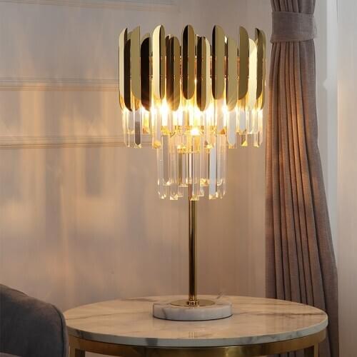 Modern light luxury table lamp living room crystal lamp warm bedroom bedside study table lamp