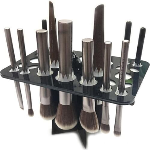 Makeup Brush Drying Rack, Collapsible Makeup Brush Holder with 10 Brush Mesh, 26/14 Holes Makeup Brush Dryer Stand Bracket