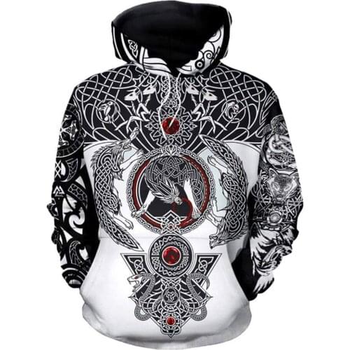 Viking Tattoo Polynesian style 3D Printed Men hoodies Harajuku Fashion Hooded Sweatshirt Autumn Unisex hoodie mens clothing