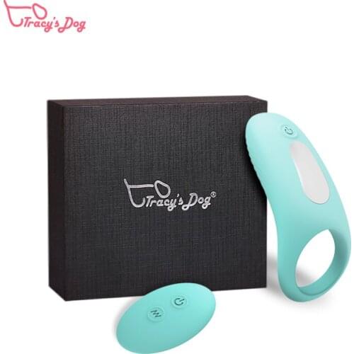 Tracys Dog Blue Remote Control Vibratings Penis Ring Couples Play Waterproof Rechargeable 9 Different Powerful Vibrating Modes