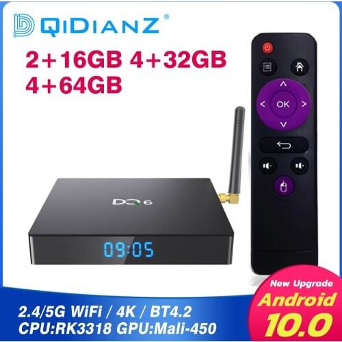 DQ6 tvbox Android 10 smart tv box Rockchip RK3318 4k smart tv android 1080p 64GB android media player pk x96q x96mini h96max