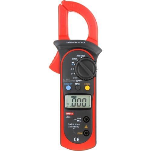 UNI-T UT201 AC 2A~400A Digital Clamp Multimeter AC/DC Voltage Detector AC Current Resistance/Ohm Meter Tester Auto Range