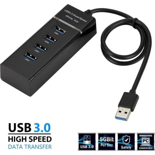 USB3.0 Extender Multi-Port USB 1 to 4 Cable Adapter Laptop Hub Docking Station 4-Port Hub with 5Gbps Data Transmission Speed