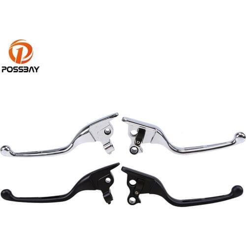 POSSBAY Vintage Aluminum Motorcycle Brake Clutch Levers Black/Chrome for Harley 2008 - 2013 Touring Pit Bike Brake Clutch Lever