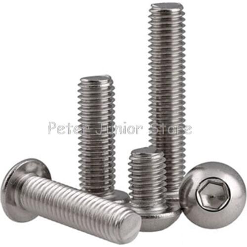 50Pcs 304 Stainless Steel M2 M2.5 M3 M4 Round Head Screws Mushroom Hexagon Socket Button Head Screw GMN