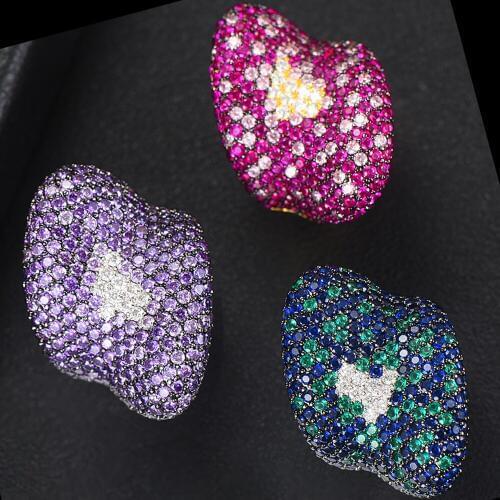 Luxury Full Crystal Bold Statement Rings with Zirconia Stones 2020 Women Bridal Wedding Engagement Party Jewelry High Quality