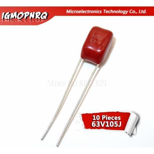 10PCS 63V105J 1UF Pitch 5MM 63V 105 1000nf igmopnrq CBB Polypropylene film capacitor new