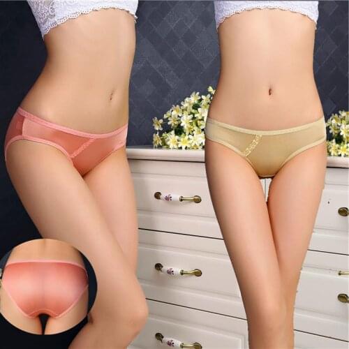100% silk lace panties female antibiotic womens low-waist briefs sweat absorbing breathable