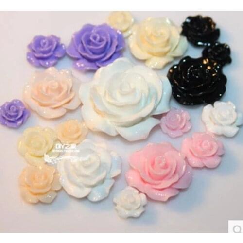 100Pcs multicolor Resin Flower Flatback Cabochon Scrapbooking Craft Mixed size 10/18/25mm 009005002