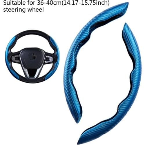 2 Pcs Steering Wheel Cover Carbon Fiber Interior Accessories No Installation Tools Needed Red Black Blue Protectors A5KD