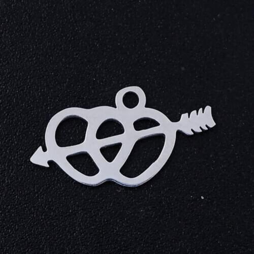 5pcs/lot An Arrow Piercing Two Hearts Stainless Steel DIY Charms Wholesale Never Tarnish Never Rust Charm for Bracelet Making