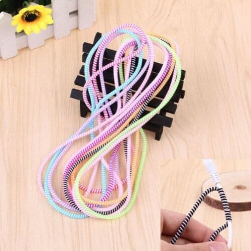 50CM Color phone Wire Cord Rope Protector USB Charging Suit Bobbin Cover Line Sleeve Data earphone Winder Spring twine Cabl V0P6