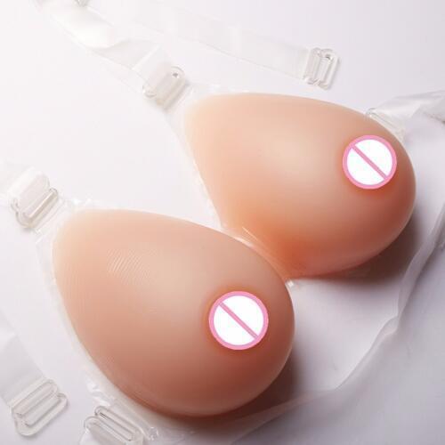 800g/pair C Cup Skin Silicone postoperative breast Forms with strap artificial breast Tits faux seins cross-dressing false chest