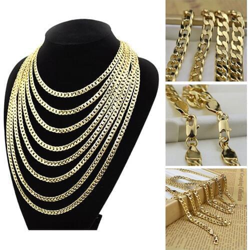 8Pcs Men Women Gold Snake Curb Link Chain Necklace Chain 6mm Alloy KC Gold Punk Choker Necklace Fashion Jewelry