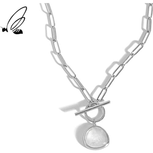 SSTEEL 925 Sterling Silver Minimalist Natural Design Chain Necklace Gift For Women Pendant Boho Accessories Fine Jewellery