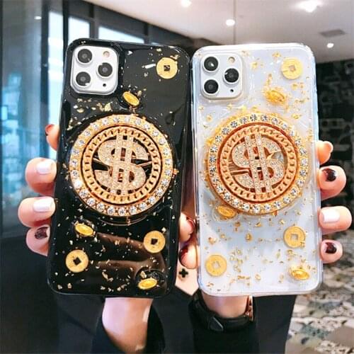 Money Phone Cases For iPhone 12 Pro Max Mini 11 Pro X XR XS Max 6 6s 7 8 Plus SE 2020 Glitter Dollars Golden Shockproof Case