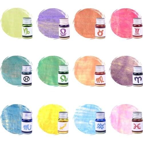 Gold Powder Colorful Fountain Pen Ink Non-carbon Refilling Inks Bottled Ink Student Stationery School Office Supplies (5ml)