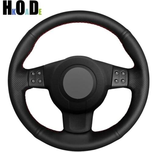 Black Artificial Leather Steering Wheel Cover DIY Hand-stitched Car Steering Wheel Cover for Seat Ibiza 6L leon 2007 2008