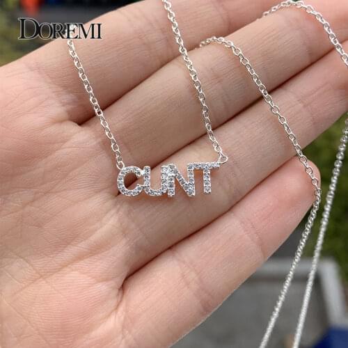 DOREMI Crystal Pendant Letters Necklace for Women Custom Jewelry Custom Name Necklaces Personalized Zirconia iced out pendant
