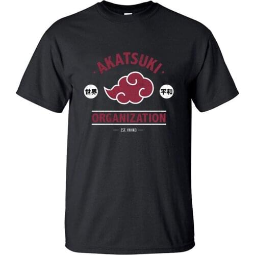 Brand Japanese Anime Akatsuki Cotton T Shirt Vintage Cool Ptint Retro Outdoor T Shirts Funny Short Sleeve Top Men Rock Tshirt