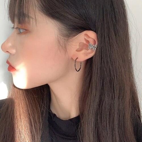 Retro Hong Kong style butterfly ear clips without pierced ears female painless ear bone clips ear studs fairy Qi Sen super fairy