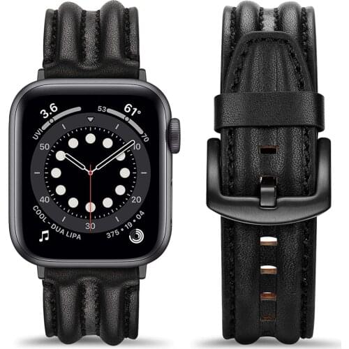 Leather Wrist Bnad for Apple Watch SE 6 5 40/44mm Luxury Bracelet Strap for IWatch Series 4 3 38/42mm Watchband Accessories Belt