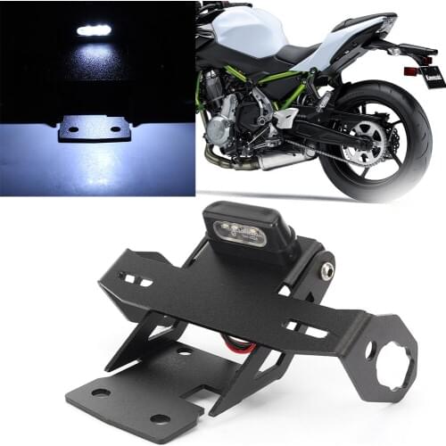 Motorcycle Rear License Plate Bracket w/ White Lights Taillight Tail Light Holder for Kawasaki Ninja 650 Z650 2017 2018