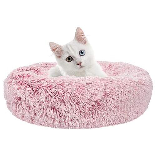 Spring Blossoms Donut Dog Cat Bed,Soft Plush Pet Cushion, Self-Warming Pet Bed-Sleep for Cats Small Medium Dogs (Multiple Sizes)