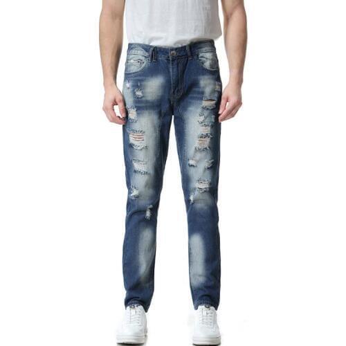 Hot 2020 Brand New Mens Fashion Jeans Men Business Casual Stretch Slim Personality hole Jeans Male Classic Trousers Denim Pants