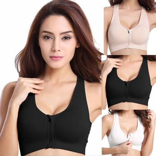 M-5XL Front Zipper Women Sports Bras,Breathable Wirefree Padded Push Up Sports Top,Fitness Gym Yoga Workout Bra Sports Bra Top