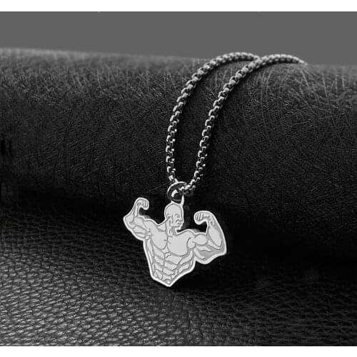 Fashion power muscular men titanium steel pendant men domineering necklace hot sale