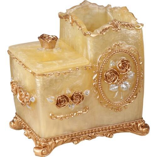 Desktop Receiving Box European Creative Luxury Simple Cosmetics Cotton Swab Multifunctional Cosmetic Brush Barrel Brush Cylinder