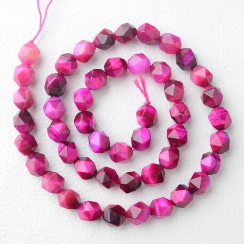 Natural Faceted Rose Red Tiger eye Stone Spacers Loose beads for Jewelry making DIY bracelets Necklace 6/12MM Strand 15