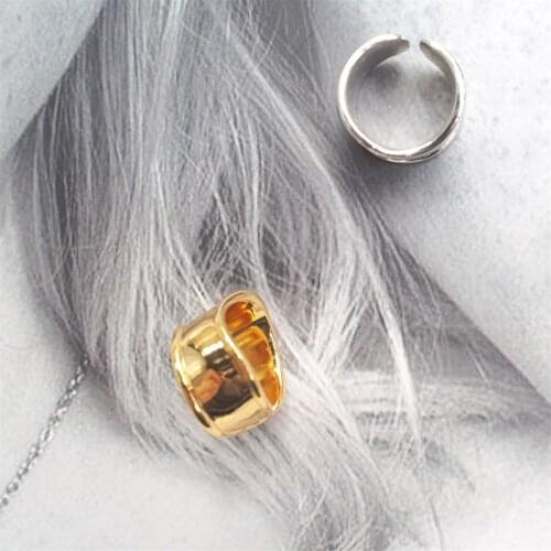 Irregular Concave Convex Soomth Geometric Gold Color Adjustable Ring For Women Men Sipmle Trendy Finger Jewelry Gifts SR2224