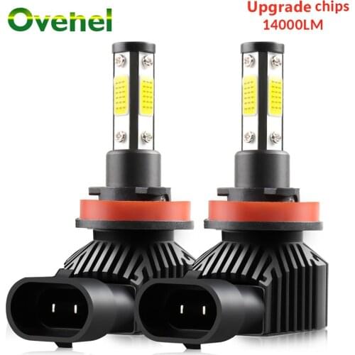 OVEHEL H7 LED Car Headlight 4 Side 360 Degree LED 14000LM H8 H9 H11 Led Headlight BulbHB3 9005 HB4 9006 Car Lights Bulb 6000K