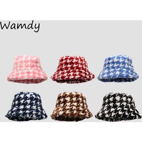 Autumn Winter Women Faux Rabbit Fur Leopard Bucket Hat Ladies Thick Warm Outdoor Travel Fisherman Hat Velvet Panama Girls Bob