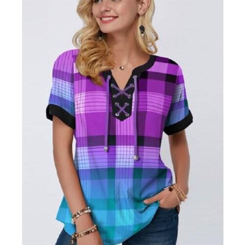 Plus Size 4xl 5x Pullovers Blouse shirt Boho Print Lace Splice Womens Tops V-neck Loose 2021 Casual Summer New Female Tee Shirt
