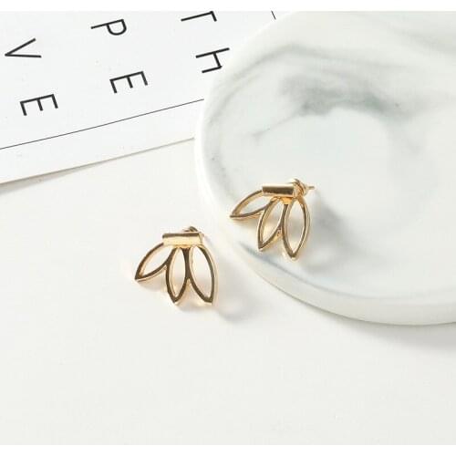 2020 New Arrival Cute Lotus Flower Stud Earrings for Women Elegant Lotus Earrings Jewelry Wholesale