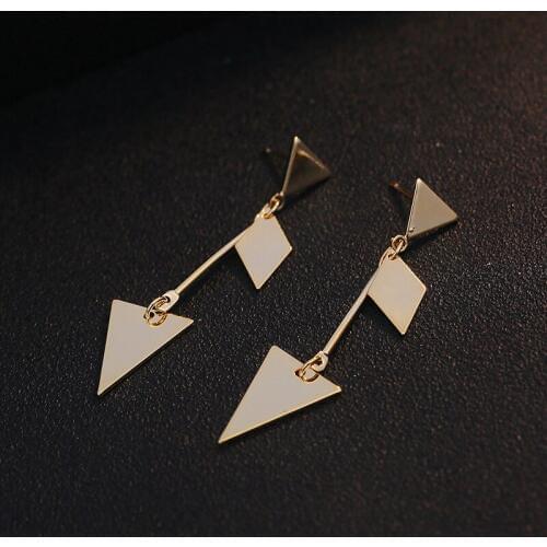 Tassina Korea Style Triangle Geometric Long Earrings Golden Color Earrings Danging For Female Drop Shopping Fashion Jewelry